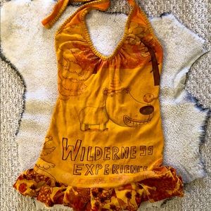 Vintage Custo Barcelona Orange Halter Top in Size S